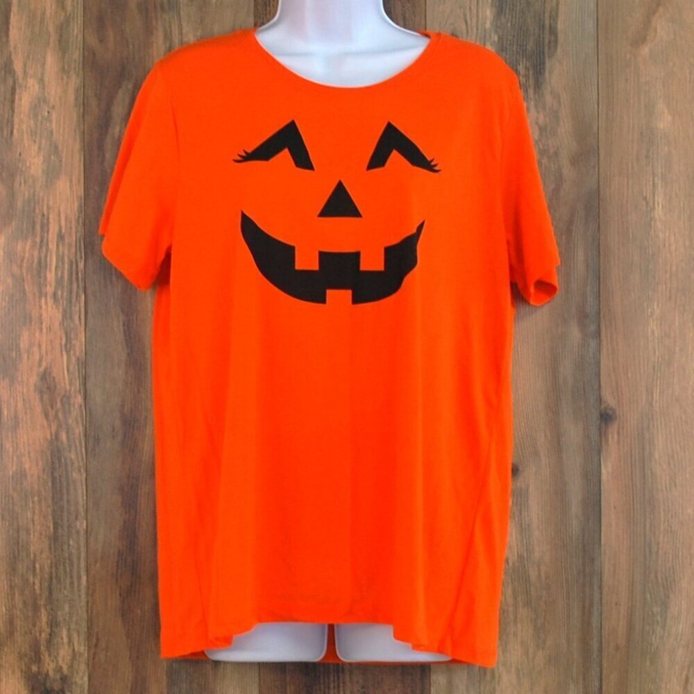 Way to Celebrate Women's Orange Jack O Lantern Pumpkin Tee XL